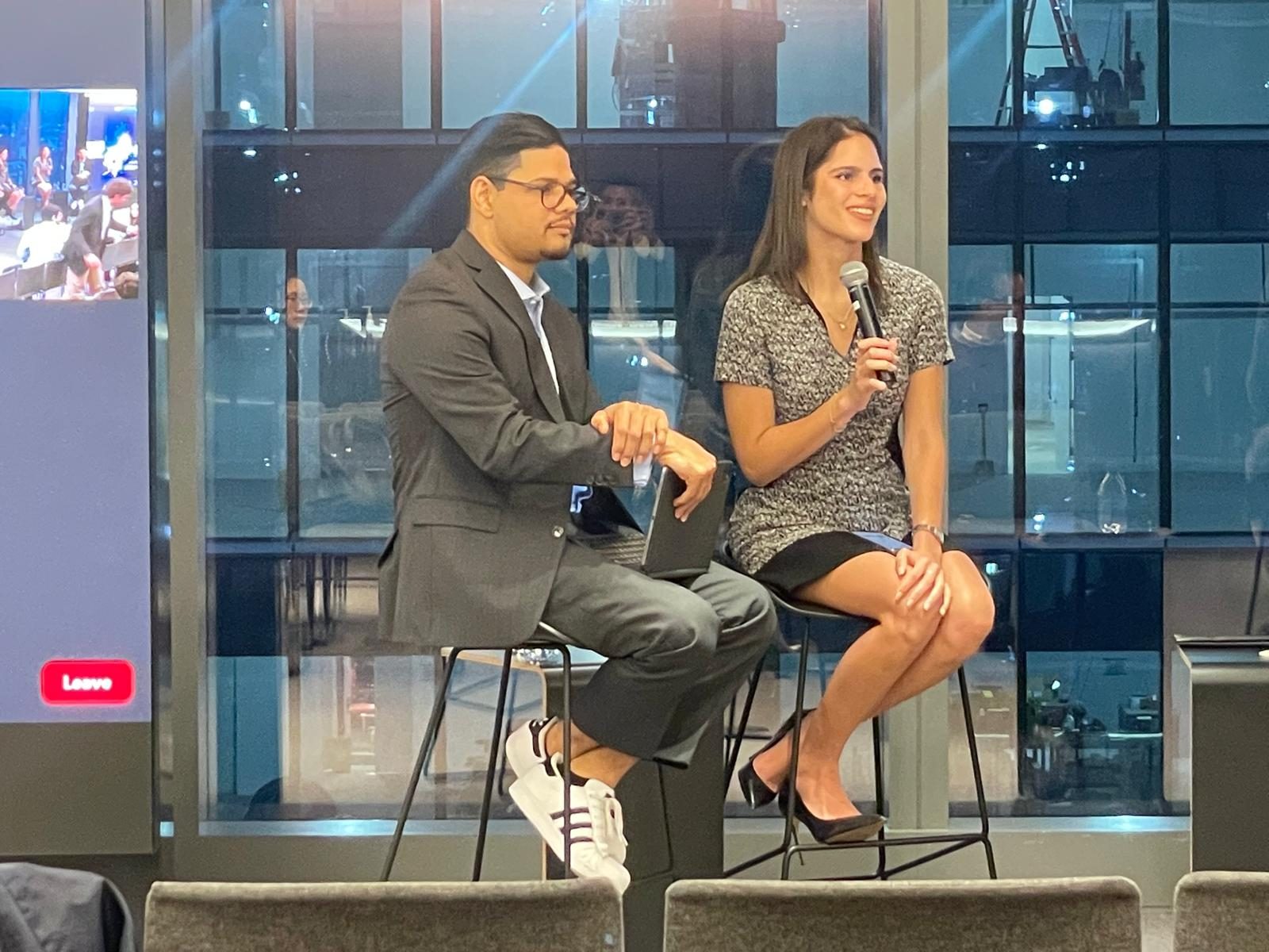 Jazzlyn on a fireside panel